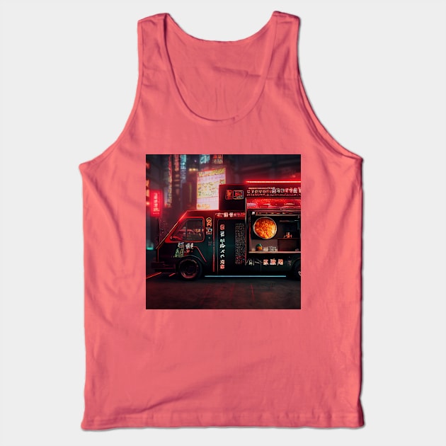 Cyberpunk Tokyo Ramen Food Truck Tank Top by Grassroots Green